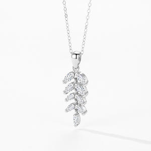 Collar con Colgante de Hoja Ovalada de Plata de Ley S925 con Circonita Superbrillante, Versión de Cobre Personalizable, Regalo para Ella - Product Image 6