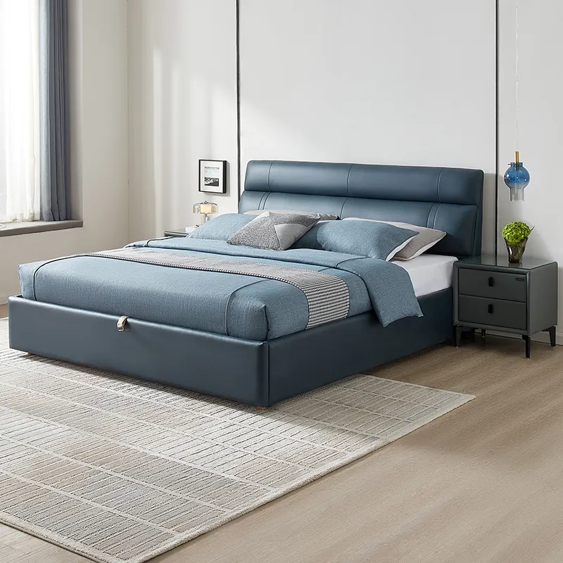 105251 Quanu newest design king size modern leather upholstered beds 1.8 m double bed