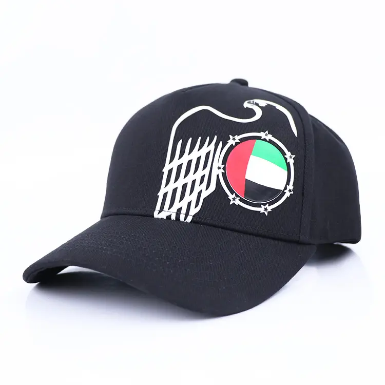 Qianzun üretici orijinal marka özelleştirilebilir hayvanlar ile beyzbol şapkası kauçuk logo erkekler siyah 5 panel yapılandırılmış şapka