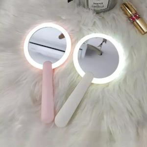 Small Mini Hand Held Makeup <b>Mirror</b> Led Light Travel Folding Cosmetic Hand <b>Compact</b> Pocket <b>Mirror</b> - Product Image 3