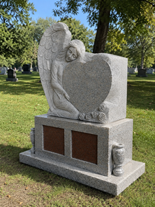 Lápidas con diseño de ángel personalizadas, monumentos funerarios tradicionales americanos hechos a mano para cementerio - Product Image 5