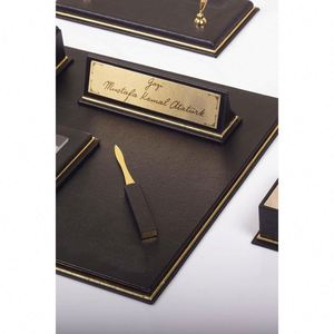 Real Cow Leather <b>Desk</b> Set with 15 Modern Office Accessories Includes Pen Case & <b>Notepads</b> Made From Durable PU Leather - Product Image 3