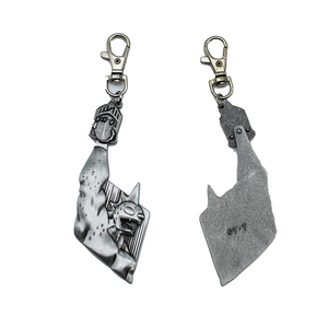 Porte-clés vintage en métal avec breloques géométriques, baguette pour chat, panda, iguane, lézard, avec mousqueton - Product Image 3