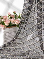 Tissu en maille brodé à motifs géométriques noir et blanc, dentelle texturée en tulle pour robe de mode, vente en gros