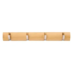Rak Penyimpanan Mantel Gantungan Gantungan Dinding Bambu, Rak Di Atas Pintu Yang Dipasang Di Dinding Multifungsi dengan 4 Kait