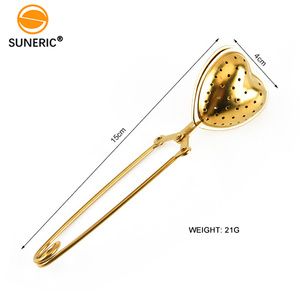 Infuseur à mailles dorées en acier inoxydable Filtre à feuilles mobiles Infuseur à thé en métal avec poignée - Product Image 4