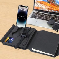 Batterie externe pour ordinateur portable avec charge sans fil 10000mAh en cuir PU, cadeau d'affaires, logo personnalisé OEM