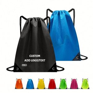 Mochila con Cordón Personalizada con Logotipo, Diseño a Rayas, Forro de Poliéster Impermeable, Bolsa Deportiva para Voleibol y Golf - Product Image 1