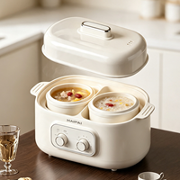 Marmite Électrique Multifonctionnelle à Double Cuve Intérieure, Cuisson à la Vapeur et à la Mijoteuse Simultanées, Contrôle Numérique, Cuiseur Vapeur en Céramique pour la Maison