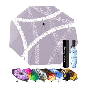 Wholesale Custom Fully <b>Automatic</b> Anti-Ultraviolet Polyester Three-Folding Travel <b>Umbrella</b> Windproof Hawaii Fashion Puakenikeni - Product Image 2