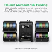 Printer 3D K2 SE Volume Cetak 220x215x245mm FDM Pencetakan Kecepatan Tinggi Meja Panas Kaca Tempered AC 110-220V Filamen PLA Resin USB