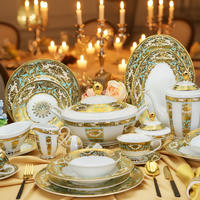 Ensemble de 98 pièces de vaisselle de table en céramique de luxe moderne allemagne porcelaine osseuse ensemble de vaisselle de cuisine pour dîner assiettes et bols