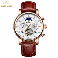 Montres de luxe KINYUED J025 025, phase lunaire, calendrier, montre mécanique automatique de haute qualité avec tourbillon pour hommes, Montre Reloj