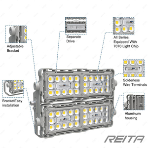 Projecteur LED haute performance IP65 CRI80 pour stades sportifs, contrôle à distance/application, blanc chaud, haute luminosité <span class=keywords><strong>REITA</strong></span> 30-480W - Product Image 5
