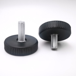 Pieds de meubles réglables en plastique 40 M8 H18mm noirs pour chaise, table, étagère - Product Image 1