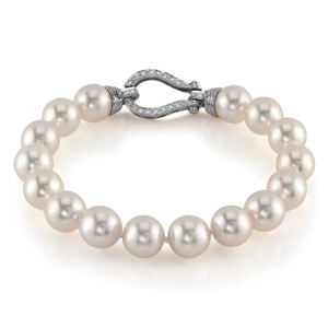 Logotipo personalizado <span class=keywords><strong>Pulseras</strong></span> de perlas 14K 18K Joyas de oro amarillo Perla Agua de mar Compramos oro cerca de mí - Product Image 3