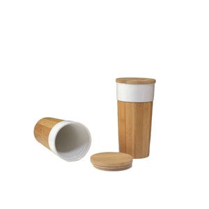 Lara Merci Bamboo Coffee Cup 500Ml Portable Travel Mug With White Porcelain Inner Anti Scalding Design - Product Image 5