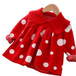 Nouvelle robe pull en tricot chaud de qualité supérieure pour l'hiver, pour les filles coréennes, robe rouge fabriquée en Chine - Product Image 1