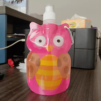 Pochette à bec sans BPA 300-350ml Sac pour bouteille d'eau pliable et pliable avec mousqueton pour enfants