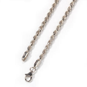 Collana a catena in corda in argento Sterling 925 di alta qualità placcato oro Twist oro rosa catena da uomo Rapper catena gioielli - Product Image 4