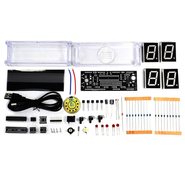 OKYN1104-7 Handmade Desktop Decor Digital Clock DIY Soldering Kit Electronic Project Kit for STEM Education School
