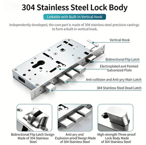 Cerradura Inteligente 3D a Prueba de Agua con Cámara HD, Huella Dactilar/Contraseña/Tarjeta, Compatible con la Aplicación Tuya y la Nube, para Acero/Acero Inoxidable - Product Image 5