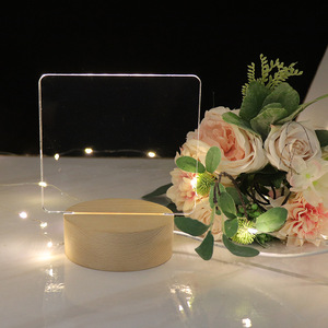 Lampe de nuit en acrylique avec support en bois pour tableau d'affichage, base LED décorative pour chambre, lampe artisanale USB moderne pour la maison - Product Image 4