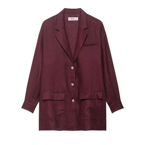 Veste de costume longue en lin taille haute européenne américaine pour femmes automne décontractée Bloomers à lacets détail solide vente en gros 173 - Product Image 6