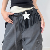 Ceinture JULUN Y2K personnalisée pour femme, avec étoiles, pompons et franges, accessoire de taille fine, style punk streetwear pour pantalons décontractés au quotidien