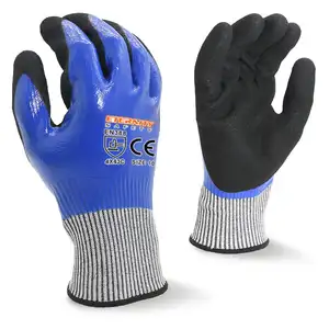 ENTE sicurezza nuovi guanti da lavoro Anti-taglio Anti-taglio 13G di Nitrile sabbioso blu