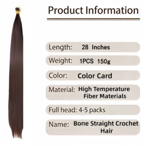 Extensiones <span class=keywords><strong>de</strong></span> <span class=keywords><strong>Cabello</strong></span> <span class=keywords><strong>de</strong></span> Ganchillo Trenzado Liso Extremo, Trama Única, 28 Pulgadas, Preestirado, Venta al por Mayor, Fibra <span class=keywords><strong>de</strong></span> Alta Temperatura, Simpler More - Product Image 2