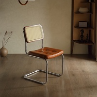 Chaises de bureau modernes en acier inoxydable, chaises en cuir et rotin, restaurants, hôtels, cafés, chaises de salle à manger nordiques