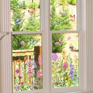 Autocollants statiques décoratifs en forme de papillons et fleurs colorés pour vitres, idéaux pour le salon et la chambre à coucher (vente en gros) - Product Image 4