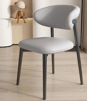 Chaise de salle à manger moderne en bois massif, style luxe léger, dossier simple, revêtement en cuir anti-griffures, pour la maison