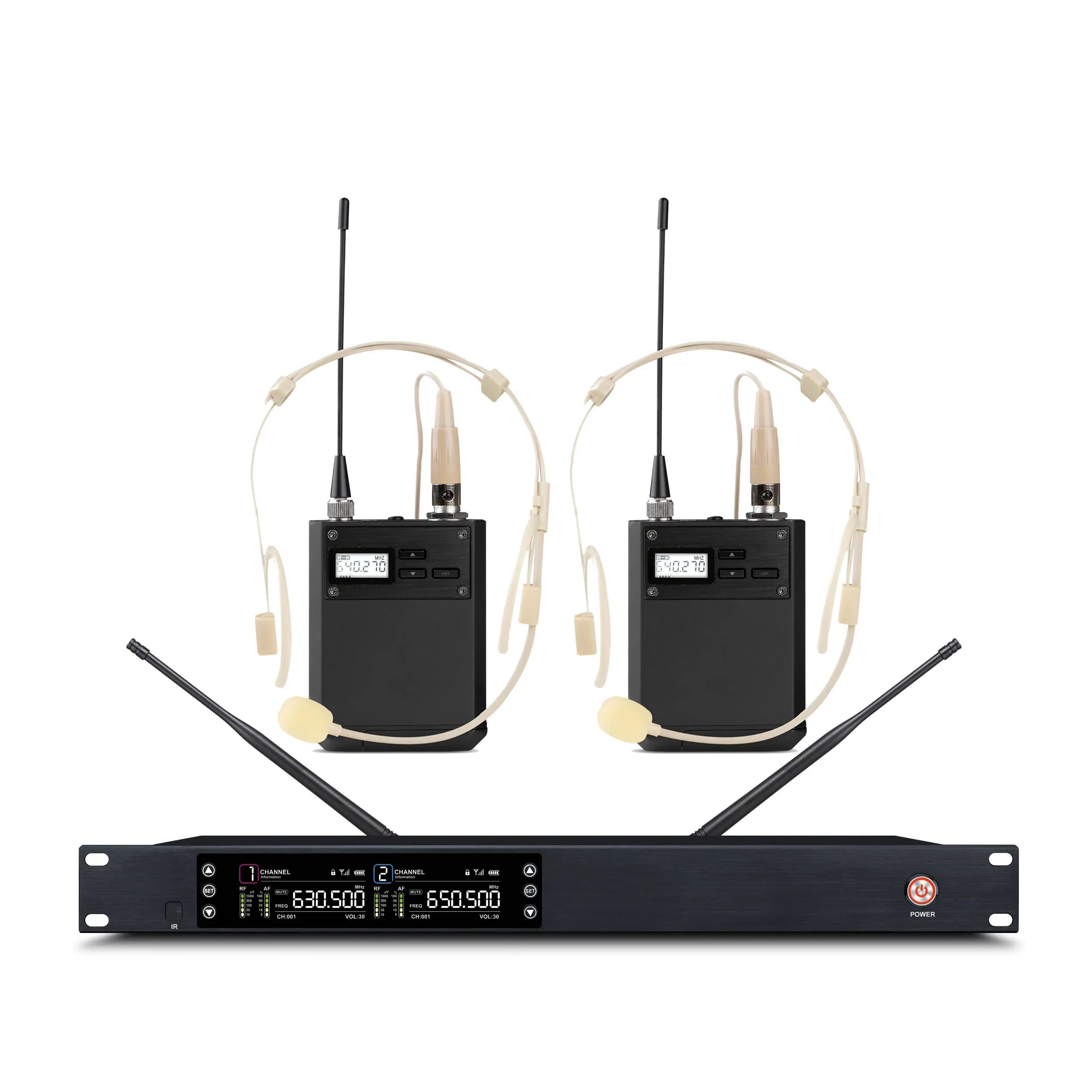 Trais ไมโครโฟนติดชุดหูฟังสำหรับสอนคาราโอเกะไร้สาย UHF