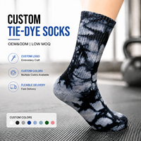 Chaussettes de sport personnalisées tie-dye avec logo brodé, antidérapantes, en coton, pour la course et le cyclisme, faible MOQ