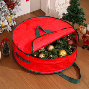 Multi-Size Red PE Lightweight Christmas Wreath Storage Bag with Carry Handles for Garland Decoration Organization - Product Image 1