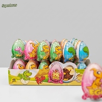 Œufs en chocolat noir solide à thème dinosaure de dessin animé mignon avec jouet, 48 pièces, boîte multicolore, prêts à consommer, pour fêtes d'enfants, vente en gros