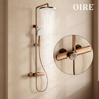 Ensemble de douche pluie multifonctionnel de luxe haut de gamme en laiton brossé or rose thermostatique