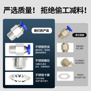 ข้อต่อลมแบบเร็ว DDE Dade Pneumatics ทำจากสแตนเลส 304 เกลียวนอก 0.1-1MPA สำหรับสายลม - Product Image 4
