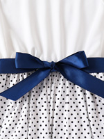 Robe d'automne pour filles, style commerce extérieur, ensemble deux pièces pour enfants, robe blanche à manches longues et gilet, imprimé pois mignon