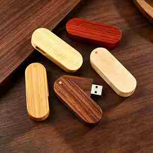 Clé USB créative rotative en bois multicolore avec gravure personnalisée, logo d'école, clé USB - Product Image 3