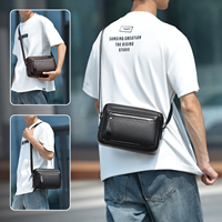 Sac bandoulière homme en cuir PU tendance, imperméable, multi-poches zippées, sangle réglable, sac messager décontracté – Offre Spéciale