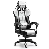 Chaise de jeu ergonomique moderne en cuir PU pivotante avec fonctions de massage et de refroidissement, base en acier inoxydable pour PC et jeux à domicile
