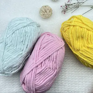 Fancy Crochet Yarn Blankets Scarves Dolls Chenille Chunky Yarn Hand Knitting 100%Polyester Puffy Yarn For Crochet Stuff Animals