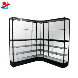 L shape 90 angle glass display showcase for shop