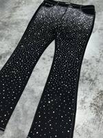 Jean évasé en denim pour homme Yingling, personnalisé, effet vieilli, imprimé sur toute la surface, orné de strass et de diamants