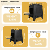 INBESTCAMP Direct Logo Dual Custom Vent Stand Burning Picnic Folding Iron Wood Tray Carbon Steel Portable Camping Bag