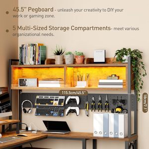 Large Gaming <strong>Desk</strong> Corner Storage Shelves Monitor Stand Home Office <strong>Rustic</strong> Brown L Shaped Computer <strong>Desk</strong> with Drawers - Product Image 5