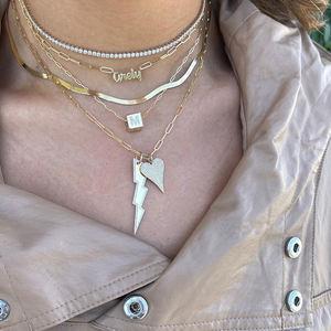 Gemnel Colgante Cubo Espaciador de Plata 925 con Letra del Alfabeto y Micro Pavé de Diamantes de 9mm para Collar DIY - Product Image 4